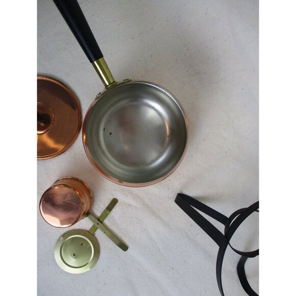 Copper Fondue pot, Sauce Pot, Chafing pot, vintage, Kitchenware, kitchen gadgets - Picture 6 of 7